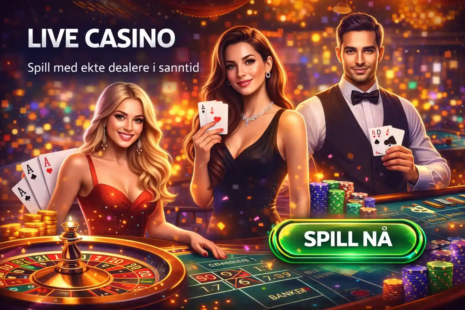 Elegant par ved blackjackbordet som inviterer til spill med ekte dealere i sanntid