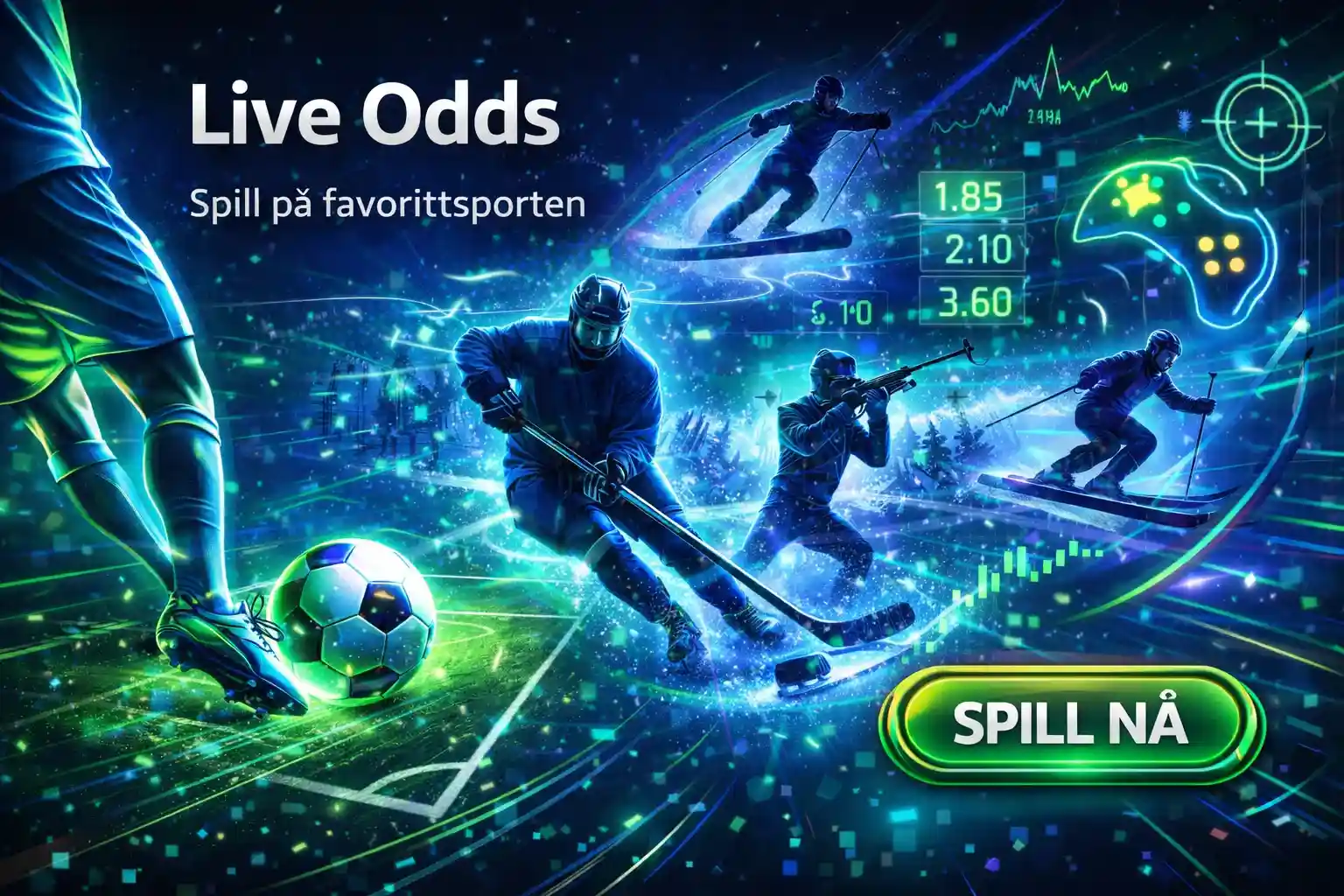 Skiskytter og hockeyspiller som illustrerer betting på populær vinteridrett og favorittsporter